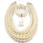 Shineland Elegant Multilayers Simulated Pearl Strand Cluster Collar Bib Choker Costume Jewelry Sets