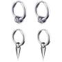 Mens Hoop Earrings With Cross Feather Cone Ball Chain Dangle Black Silver 316L Stainless Steel Punk Hip Hop Rock Gothic Style Kpop Earrings For Men Women Teen Boys Girls