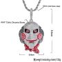 MoCa Jewelry Hip Hop Iced Out Bling Chain Clown 69 Saw Medallion White Gold Plated Big Pendant Saw Billy Inspired Necklace,