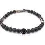 Mens Recycled Glass & Lava Stretch Bead Bracelet Handcrafted in USA - Black Mens Recycled Glass & Lava Stretch Bead Bracelet Handcrafted in USA - Black