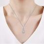 Jewelili sterling silver Natural White Round Diamond Accent Pendant necklace,18'' rope chain