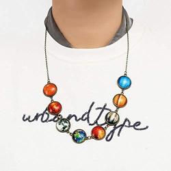 JczR.Y Eight Planets Necklace Pendent Double-Sided Glass Ball Universe Galaxy Solar System Guardian Stars Necklace for Women