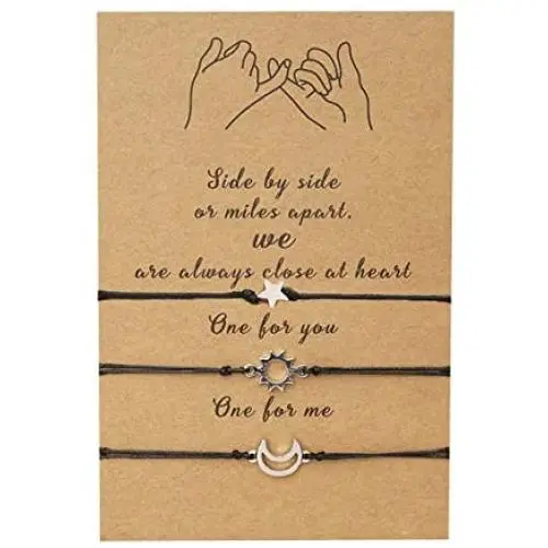 Binami 3 Pcs Pinky Promise Distance Matching Bracelets for Best Friends Couple Family Women Mens