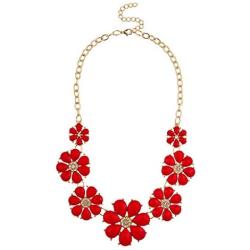 Lux Accessories Pave Flower Bib Statement Floral Chain Necklace