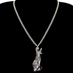 DUOWEI Acrylic Cute Sphynx Cat Earrings Necklace Sets Canadian Hairless Drop Dangle Pendant Jewelry Charms Gifrs for Women Teens Little Girls