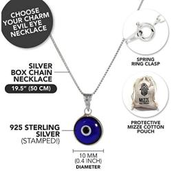 CHOOSE YOUR CHARM - Silver Evil Eye Necklace with Evil Eye Protection Charm on 925 Sterling Silver 19 Inch Box Chain