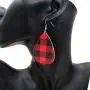 INENIMARTJ 3 Pieces Christmas Plaid Leather Earrings Bracelet Set, Handmade Lightweight Christmas Buffalo Plaid Bracelet for Women & Girls