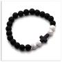 Xusamss Yoga Religious Cross Turquoise Bracelet Natural Stone Lava Rock Beads Oil Diffuser Bracelet,7 1/2 Wrist