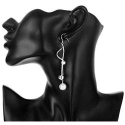 Comelyjewel 1pair Silver Earring Jewellery Woman Bohemian Style Sparkling Beads Long Pendant Ear Studs Dangle Lady Earring Lady Dress Accessories Love Gift Durable and Useful