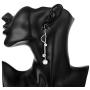 Comelyjewel 1pair Silver Earring Jewellery Woman Bohemian Style Sparkling Beads Long Pendant Ear Studs Dangle Lady Earring Lady Dress Accessories Love Gift Durable and Useful