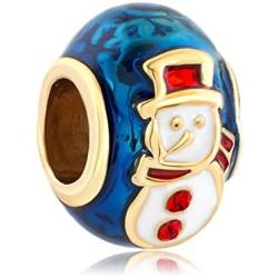 LovelyCharms Christmas Snowman Charm Bead Fits Bracelets