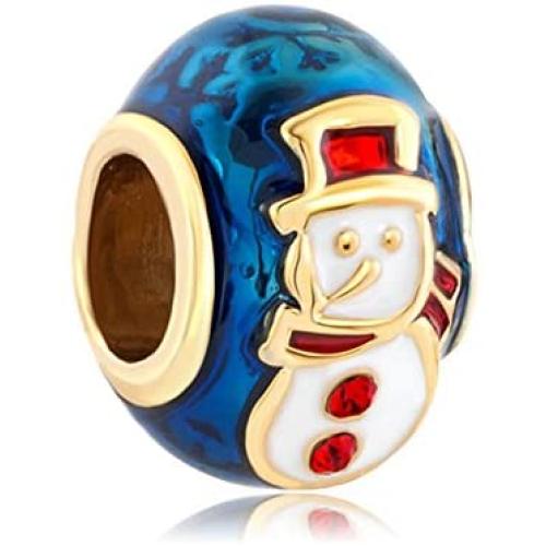 LovelyCharms Christmas Snowman Charm Bead Fits Bracelets