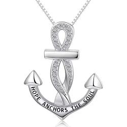 Anchor Necklace 925 Sterling Silver Nautical Ship Necklace Hope Anchors The Soul Anchor Pendant Jewelry for Men Women Friend