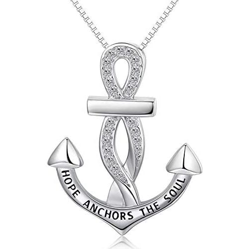 Anchor Necklace 925 Sterling Silver Nautical Ship Necklace Hope Anchors The Soul Anchor Pendant Jewelry for Men Women Friend