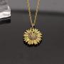 CAROMAY Sunflower Pendant Necklace I Love You 3000 Neck Lace Valentines Day Women Men Jewelry