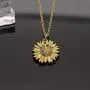 CAROMAY Sunflower Pendant Necklace I Love You 3000 Neck Lace Valentines Day Women Men Jewelry