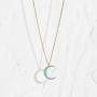 VACRONA Crescent Moon Necklace for Women 14K Gold Plated Moon Pendant Turquoise Necklace Minimalist Layering Necklace Dainty Jewelry Gifts for Her
