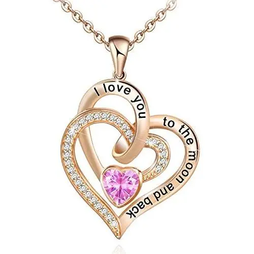ATTRACTTO Heart Necklace for Women 925 Sterling Sliver Birthstone Jewelry I Love You to The Moon and Back Necklaces 5A Cubic Zirconia Birthday Gifts for Girlfriend Wife Mother Daughter Grandmother ATTRACTTO Heart Necklace for Women 925 Sterling Sliver Birthstone Jewelry I Love You to The Moon and Back Necklaces 5A Cubic Zirconia Birthday Gifts for Girlfriend Wife Mother Daughter Grandmother