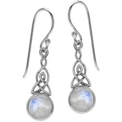 Silvershake 6mm Natural Moonstone 925 Sterling Silver Triquetra Celtic Knot Dangle Hook Earrings (11 by 16 Inch Excluding Hook)