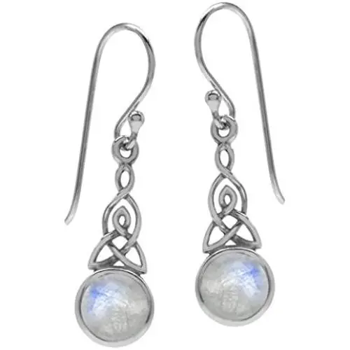 Silvershake 6mm Natural Moonstone 925 Sterling Silver Triquetra Celtic Knot Dangle Hook Earrings (11 by 16 Inch Excluding Hook) Silvershake 6mm Natural Moonstone 925 Sterling Silver Triquetra Celtic Knot Dangle Hook Earrings (11 by 16 Inch Excluding Hook)