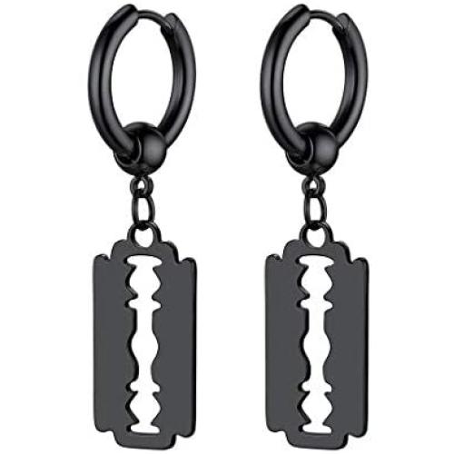 GoldChic Jewelry Mens Earrings Hoop,Surgical Steel Hipster Punk Spike Hoop Huggie Earrings for Men/Women, Hypoallergenic for Sensitive Ears,Gift Box Included