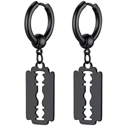 GoldChic Jewelry Mens Earrings Hoop,Surgical Steel Hipster Punk Spike Hoop Huggie Earrings for Men/Women, Hypoallergenic for Sensitive Ears,Gift Box Included
