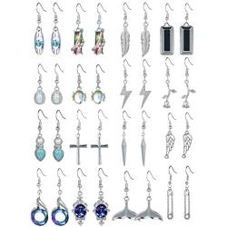 FUTTMI 16 Pairs Meta Dangle Earrings for Women Girls Teardrop Crystal Drop Vintage Statement Earrings Bohemian Wholesale Earrings Gift Jewelry
