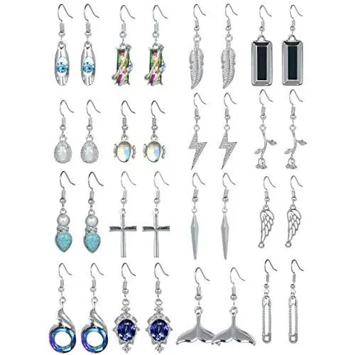 FUTTMI 16 Pairs Meta Dangle Earrings for Women Girls Teardrop Crystal Drop Vintage Statement Earrings Bohemian Wholesale Earrings Gift Jewelry