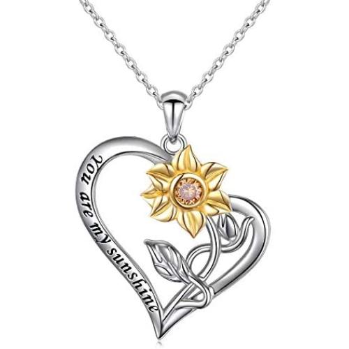 You Are My Sunshine Sunflower Gold Plated S925 Sterling Silver Pendant Necklace Earrings Ring Bracelet Anklet