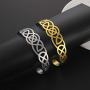 LIKGREAT Hollow Celtic Knot Stainless Steel Bracelets Viking Irish Cuff Bangle for Women Men