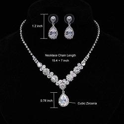 UDORA Crystal Necklace Earrings Bracelet Jewelry Sets for Bridal Bridesmaid Wedding Party
