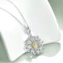 LUHE Daisy Flower Pendant Necklace 925 Sterling Silver for Women Daisy Charm Jewelry Birthday Gift