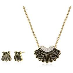 SUMFAN RBG Dissent Collar Necklace Earrings Set,Ruth Bader Ginsburg Gifts for Women Teen Girls