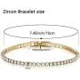 AOOVOO 14k White Plated Tennis Bracelet with Sparkling 5A Cubic Zirconia Bracelet for Women, Classic Tennis Bracelet 7.5 Inch | Bracelets for Girls, 3mm CZ