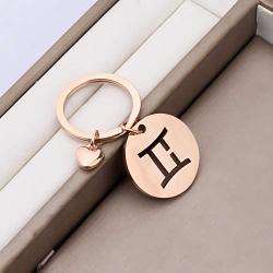FAADBUK Zodiac Sign Keychain CZ Horoscope Gift Zodiac 12 Constellation Pendant Keyring Birthday Friendship Astrology Gift for Women Men Jewelry