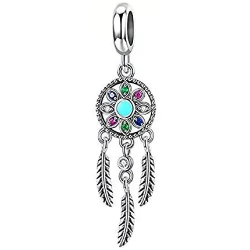 ABAOLA Dream Catcher Dangle 925 Sterling Silver Charm Feather Beads for Fashion Charms Bracelet & Necklace ABAOLA Dream Catcher Dangle 925 Sterling Silver Charm Feather Beads for Fashion Charms Bracelet & Necklace