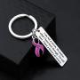 Gzrlyf Domestic Violence Awareness Keychain Purple Ribbon Keychain Inspirational Gifts for Survivor I am Not a Victim
