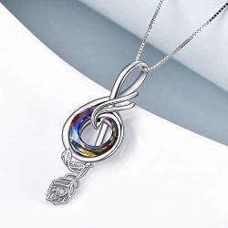 TOUPOP Gifts for Music Lovers Sterling Silver Music Necklace with Circle Crystal Jewelry Musical Gifts for Women Girls Birthday Mothers Day