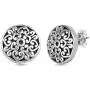 LeCalla Sterling Silver Jewelry Light Weight Antique Round Large Filigree Cut Stud Earring for Women LeCalla Sterling Silver Jewelry Light Weight Antique Round Large Filigree Cut Stud Earring for Women