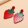 Strawberry Earrings Acrylic Big Drop Dangle Earrings, Cute Fun Fruit Dangle Earrings, Light Fashion Earrings for Women and Girls