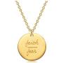LUIWIN Inspirational Disc Necklace 14K Gold Plated Simple Engraved Hand Stamped Round Pendant Necklace Jewelry Gift for Women Girls 15 mm Disc,18'' + 2'' ext …
