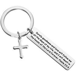 SEIRAA Christian Gift Psalm 23 : 6 Bible Verse Quote Keychain Religious Jewelry Inspirational Gift Spiritual Jewelry