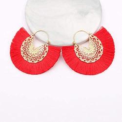 Tassel Hoop Earring, Statement Thread Dangle Earrings Stylish Long Fringe Drop Earrings Lightweight Long Swingy French Hook Earrings for Women Girls