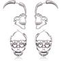 Hollow Skull Face Earrings Pink Hoop Stud Earrings for Women Man Punk Biker Skull Earrings for Men Halloween Jewelry Set -2 Piars…