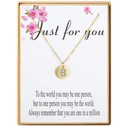 SANNYRA Dainty Disc Initial Necklace 18K Real Gold-Plated Letters A to Z 26 Alphabet Disc Pendant Necklace for Women Birthday Gifts