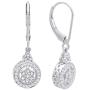 0.15 Carat (ctw) Round White Diamond Ladies Cluster Style Drop Earrings, Sterling Silver