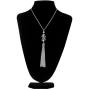Double Crystal Long Tassels Sweater Chain Pendant Necklace Mother Gift Jewelry 32''