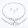 Giffor 002 Bracelets for Women Silver Plated Jewelry Sets Necklaces Stud Earrings Birthday Gifts Braclets