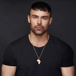 U7 Hip Hop Jewelry 22'' Long Chain Platinum/Rose Gold/Black Gun/18K Gold Plated African Map Pendant Necklace,Men Women Gift