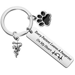 UJIMS Veterinarian Keychain Paw Print Gift Every Patient Leaves A Pawprint On My Heart Veterinary Medicine Jewelry Vet Tech Appreciation Gift